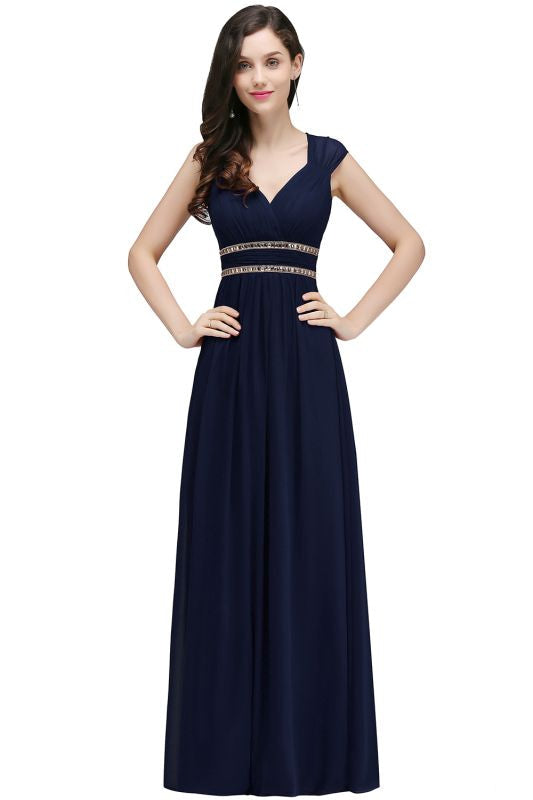 
                      
                        Charming V-Neck Aline Evening Dress with Chains Sleeveless Empire Chiffon Bridesmaid Dress - Navy Blue / US 2 - Prom Dresses
                      
                    