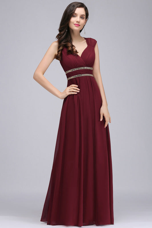 
                      
                        Charming V-Neck Aline Evening Dress with Chains Sleeveless Empire Chiffon Bridesmaid Dress - Burgundy / US 2 - Prom Dresses
                      
                    