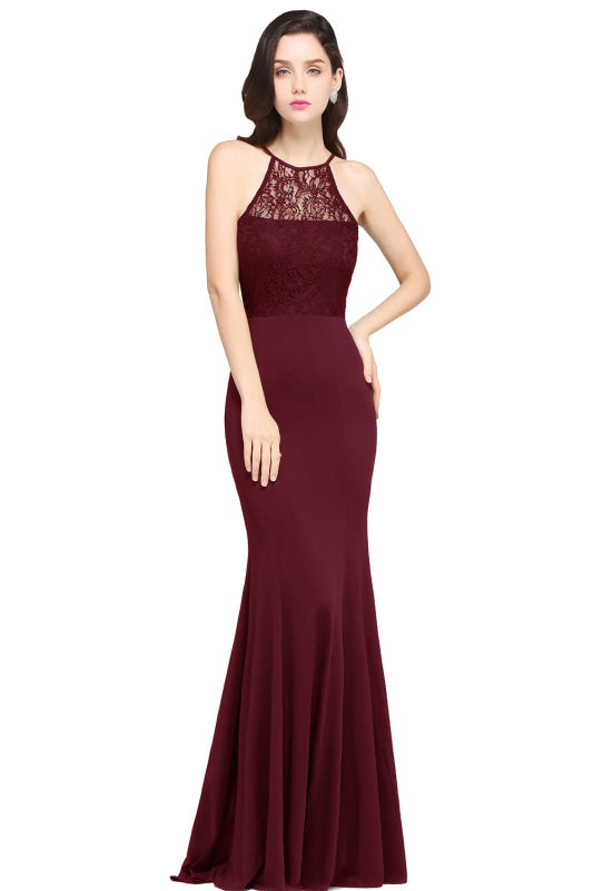 
                      
                        Chic Halter Floral Lace Mermaid Bridesmaid Dress Chiffon Floor Length Evening Dress - Burgundy / US 2 - Prom Dresses
                      
                    