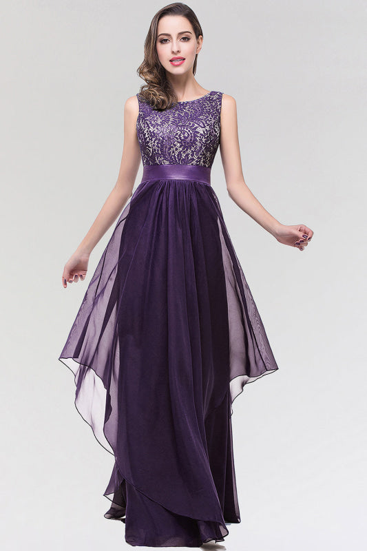 
                      
                        Chic Sleeveless Chiffon Aline Evening Dresses Crew Neck Lace Bridesmaid Dress - Grape / US 2 - Prom Dresses
                      
                    