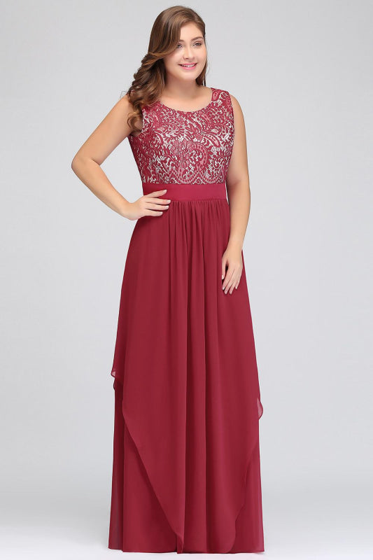 
                      
                        Chic Sleeveless Chiffon Aline Evening Dresses Crew Neck Lace Bridesmaid Dress - Burgundy / US 2 - Prom Dresses
                      
                    