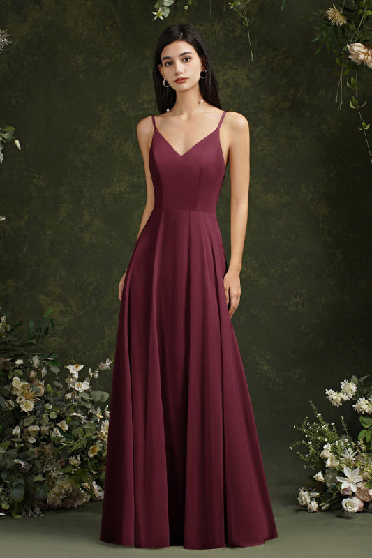 
                      
                        Chic Spaghetti Straps Chiffon Formal Dress Sleveless V-Neck Aline Long Evening Dress - Burgundy / US 2 - Prom Dresses
                      
                    