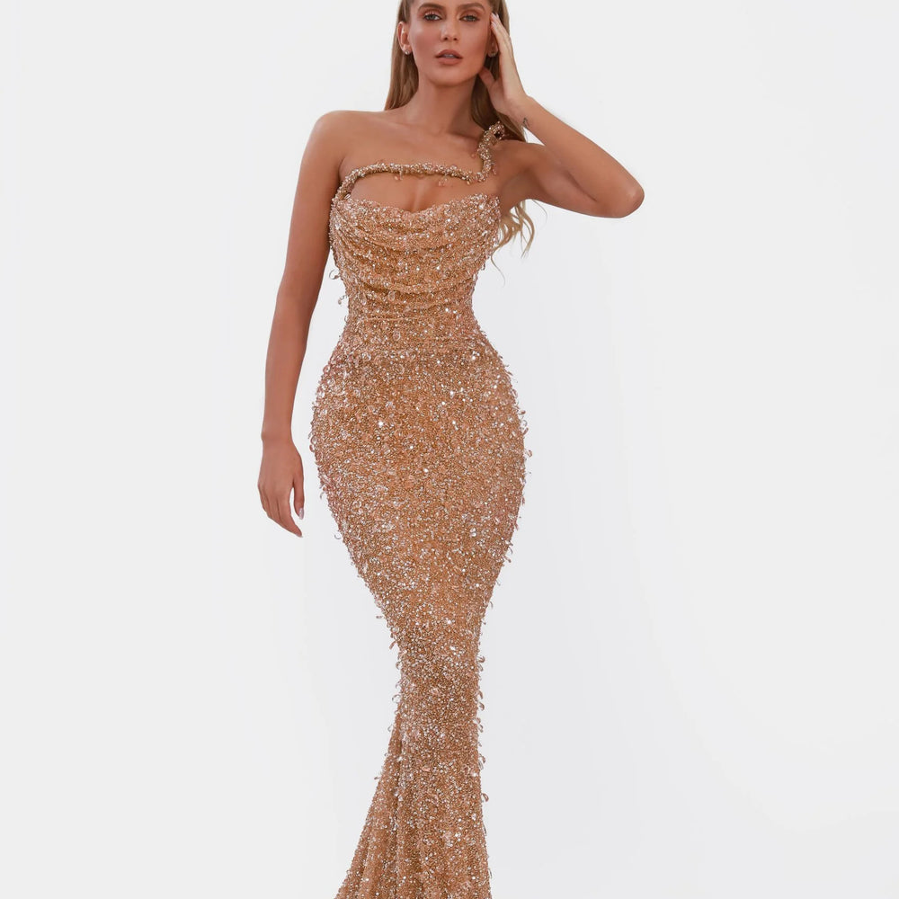 Luxury Crystal Diamante Mermaid Prom Dress Long Backless Sleeveless Evening Gowns