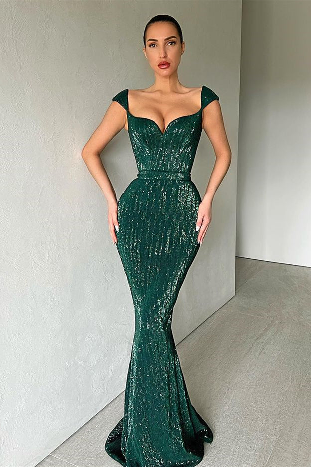 
                      
                        Cap Sleeves Long Sequins Prom Dress Mermaid
                      
                    