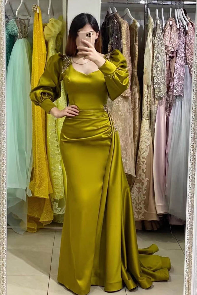 Online Long Sleeves Sweetheart Mermaid Evening Dress with Beadings