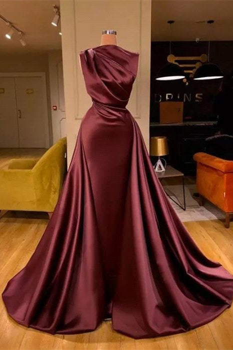 Burgundy Long Mermaid Evening Dress