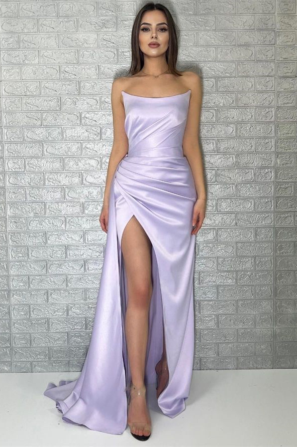 
                      
                        Lavender Strapless Sleeveless Mermaid Prom Dress with Split
                      
                    