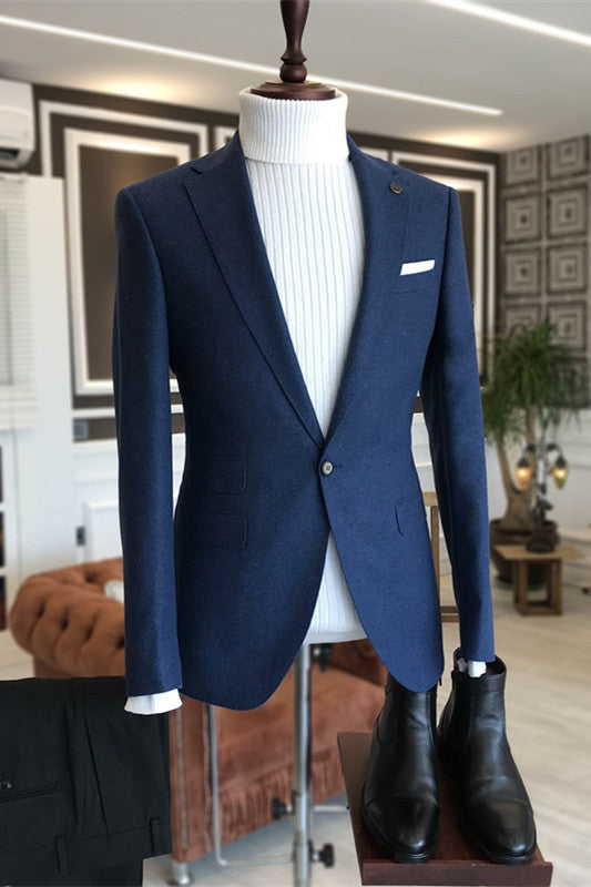 Boris Fancy Deep Blue Notched Lapel Men Suits For Prom