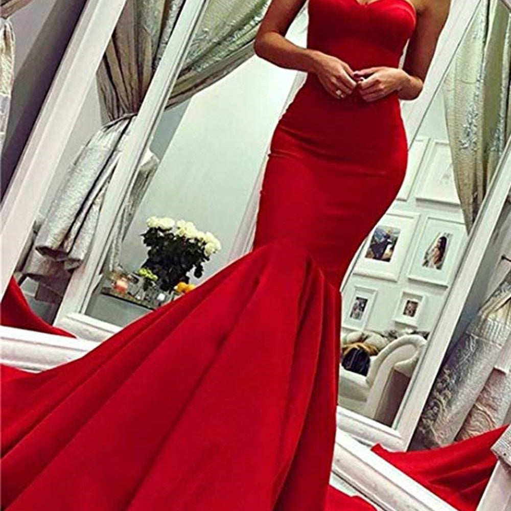 Red Sweetheart Mermaid Long Evening Dress