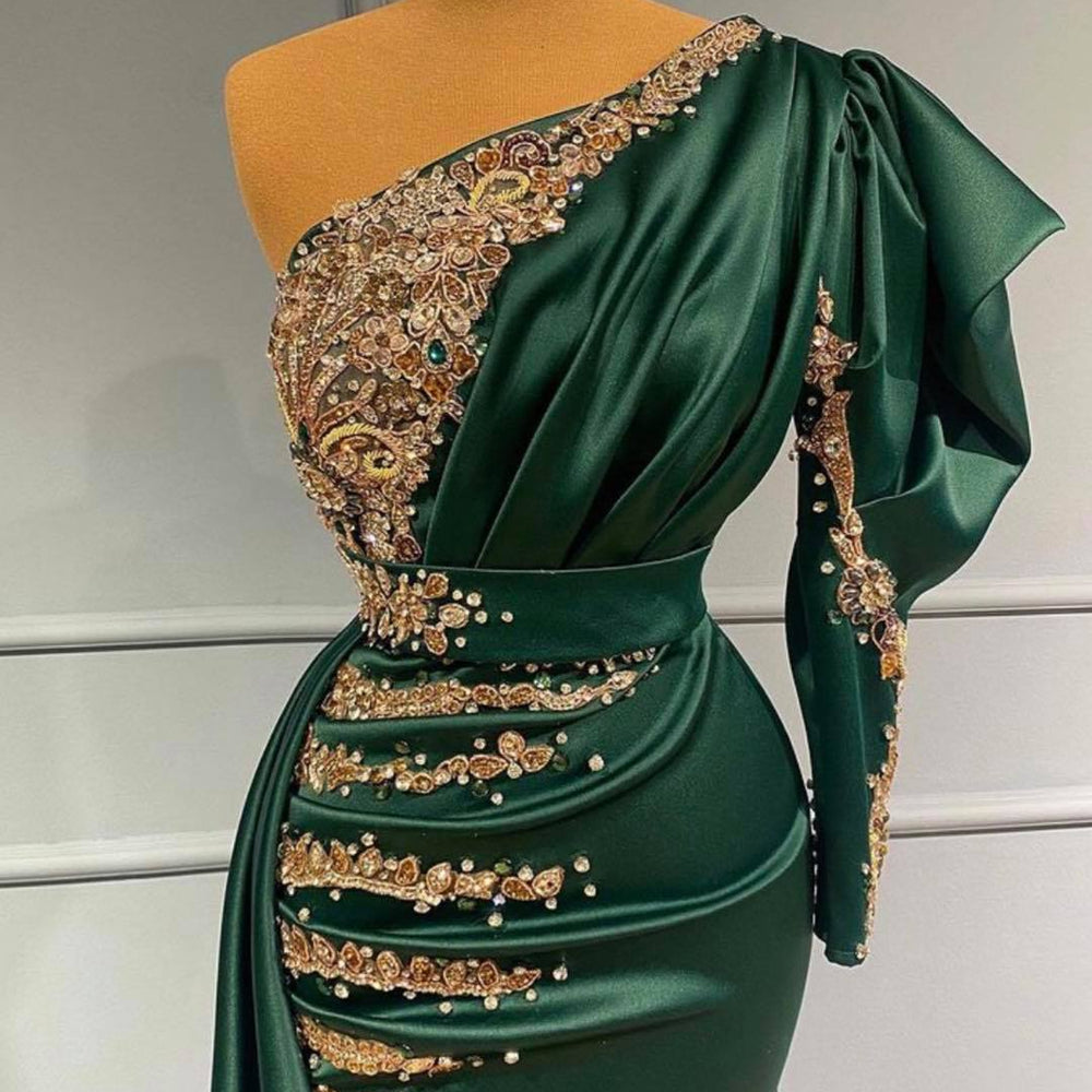 
                      
                        Dark Green One Shoulder Mermaid Prom Dress
                      
                    