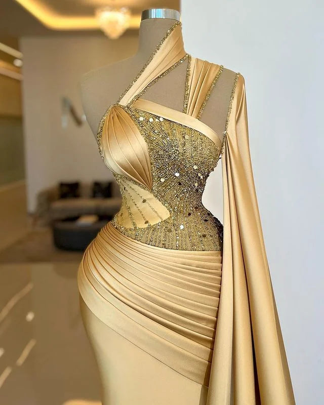 
                      
                        Luxurious Gold Asymmetric Mermaid Sheath Prom Dress
                      
                    