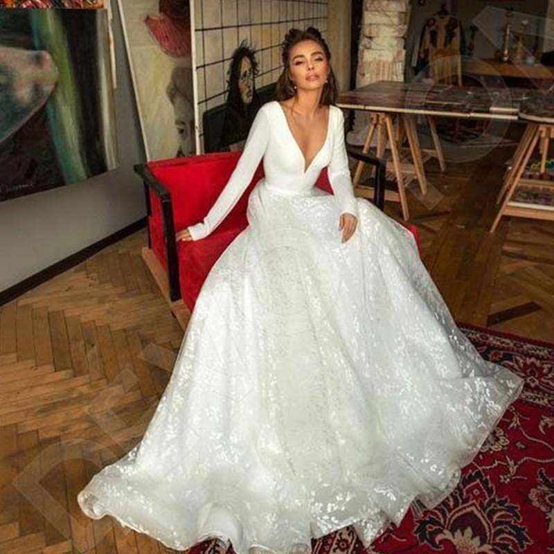 
                      
                        Elegant Lace Bridal A-line V-Neck Long Sleeves Wedding Dresses
                      
                    