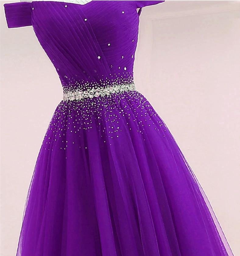 
                      
                        Elegant Off The Shoulder Tulle Long Prom Dress With Rhinestones
                      
                    