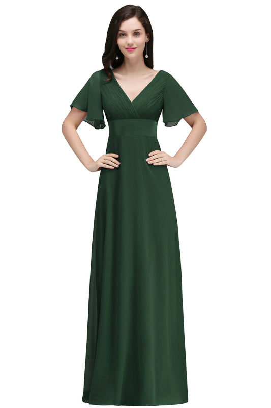 
                      
                        Elegant Puffy Sleeves Chiffon Aline Bridesmaid Dresses V-Neck Floor Length Evening Dress - Dark Green / S - Prom Dresses
                      
                    