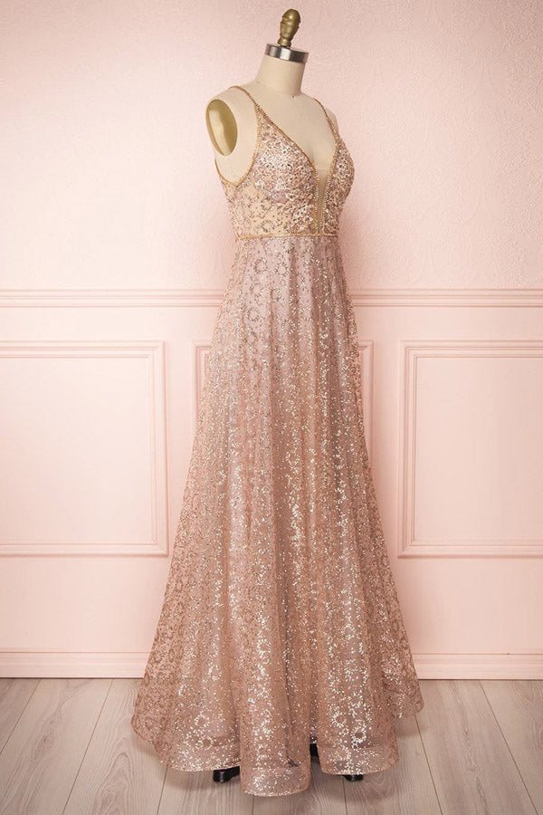 
                      
                        Elegant Rose Gold Tulle Long Prom Dress Evening Dress
                      
                    