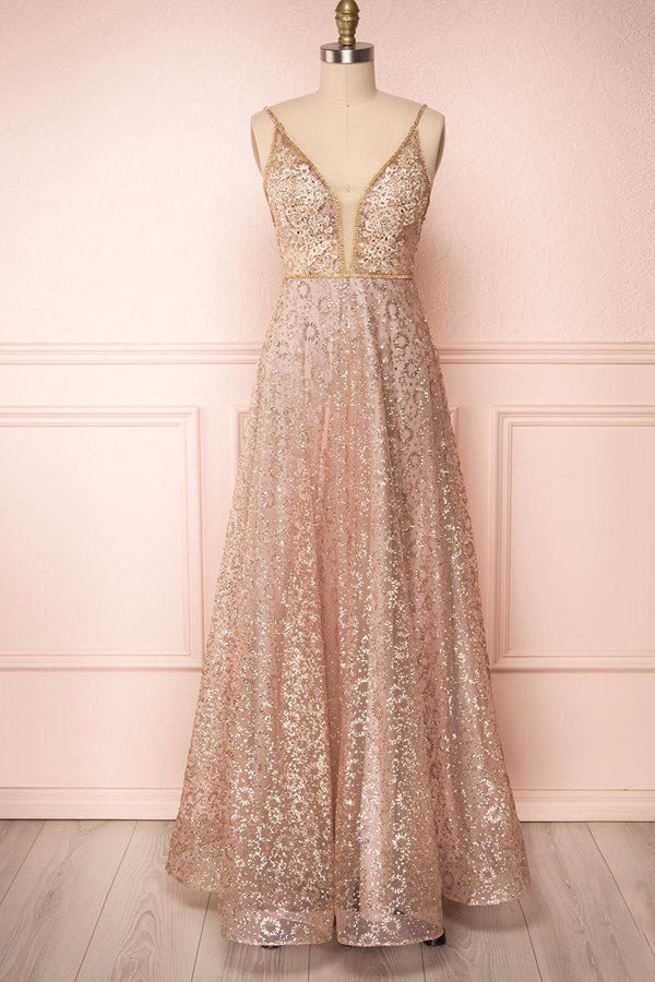 
                      
                        Elegant Rose Gold Tulle Long Prom Dress Evening Dress
                      
                    