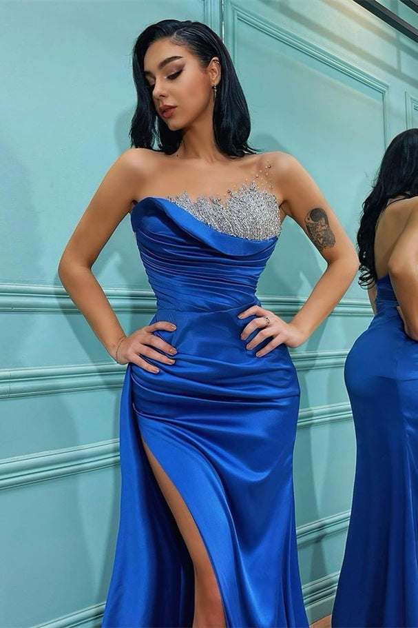 
                      
                        Elegant Royal Blue Strapless Sleeveless Mermaid Evening Dress With Beadings
                      
                    