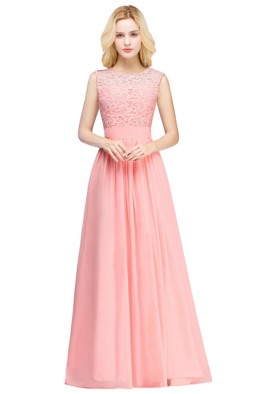 
                      
                        Elegant Scoop Neck Sleeveless A-Line Chiffon Evening Dress Floral lace Long Formal Dress - Prom Dresses
                      
                    