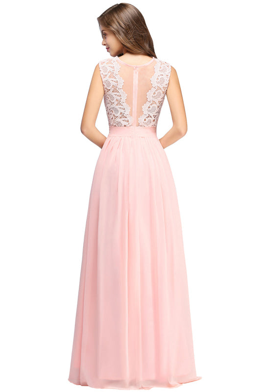 
                      
                        Elegant Scoop Neck Sleeveless A-Line Chiffon Evening Dress Floral lace Long Formal Dress - Prom Dresses
                      
                    