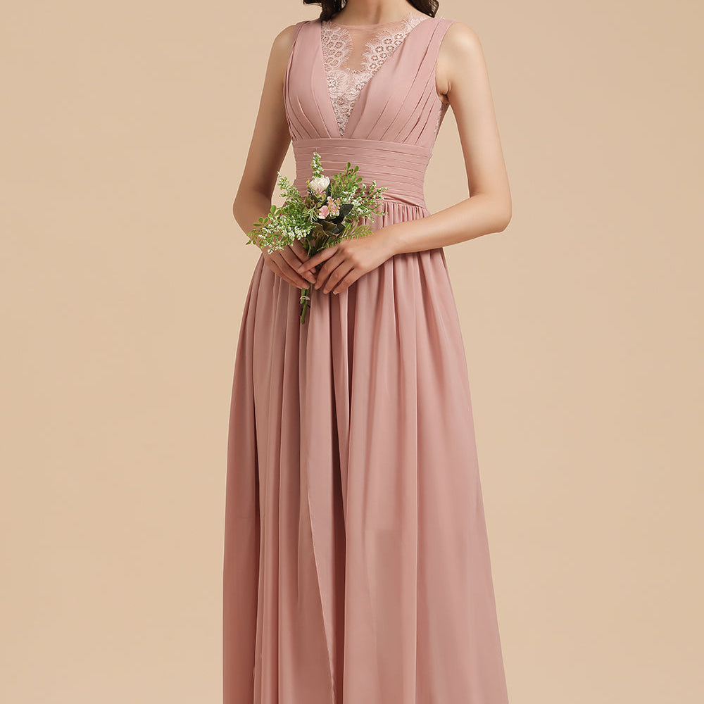 Elegant Sleeveless Aline Chiffon Wedding Party Dress Simple Bridesmaid Dress