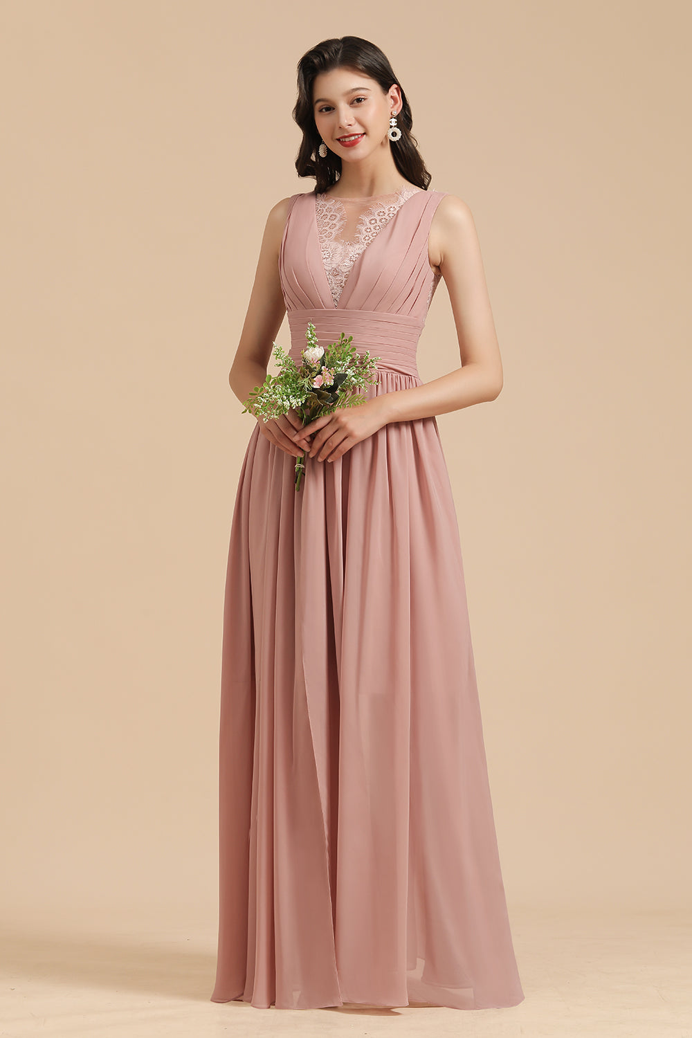 Elegant Sleeveless Aline Chiffon Wedding Party Dress Simple Bridesmaid Dress