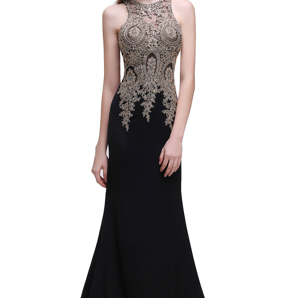 
                      
                        Elegant Sleeveless Mermaid Evening Dress | Prom Gown With Lace Appliques
                      
                    