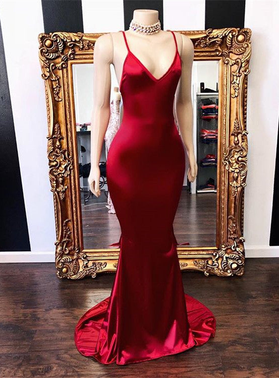 Elegant V-Neck Sleeveless Prom Dress | Mermaid Long Evening Gowns Online