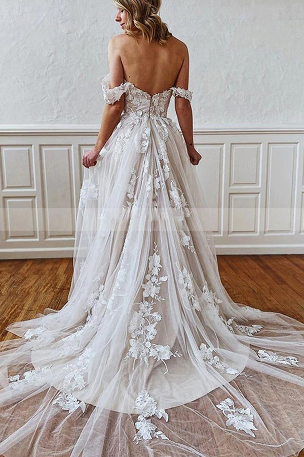 
                      
                        Elegant Strappy Sweetheart A-Line Wedding Dress with Appliques
                      
                    