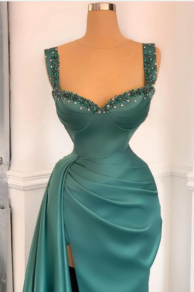 
                      
                        Straps Beadings Mermaid Prom Dress with Slit
                      
                    