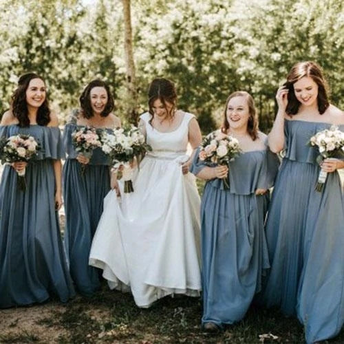 
                      
                        Long Off The Shoulder Chiffon Bridesmaid Dress
                      
                    