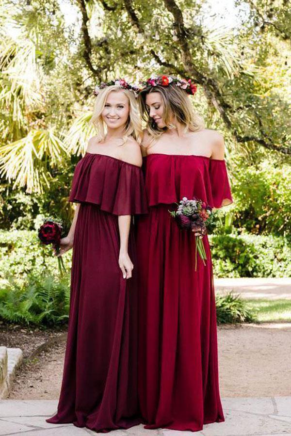 
                      
                        Long Off The Shoulder Chiffon Bridesmaid Dress
                      
                    