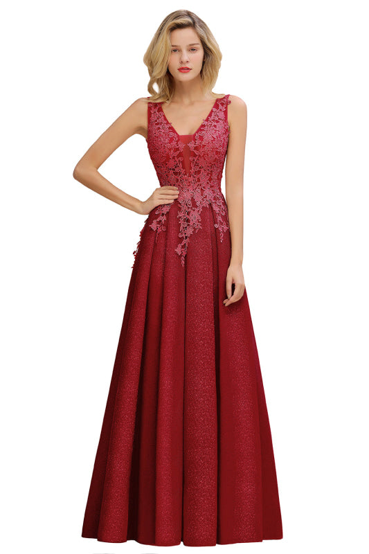 
                      
                        Gorgeous Aline Evening Dress Sleeveless Lace Appliques Bridesmaid Dress - Burgundy / US 2 - Prom Dresses
                      
                    