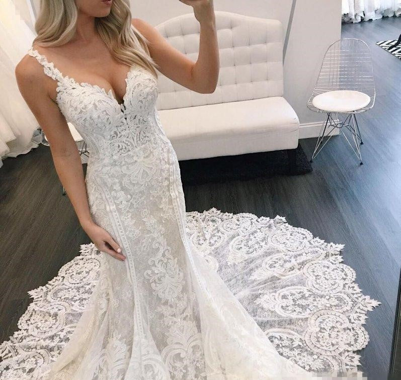 
                      
                        Gorgeous Lace Mermaid Garden Wedding Dress Long Bridal Gown WW289 winkbridal
                      
                    