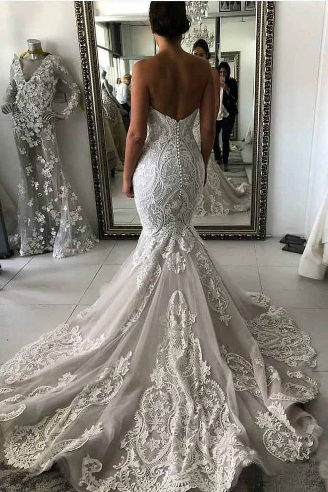 
                      
                        Gorgeous Mermaid Sweetheart Tulle Lace Wedding Dress
                      
                    