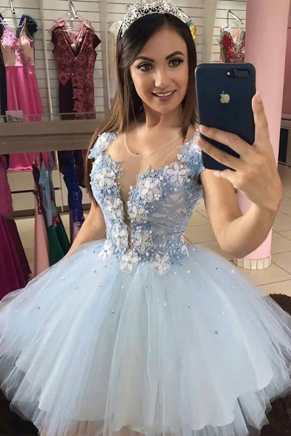 Light Blue Princess Homecoming Dress