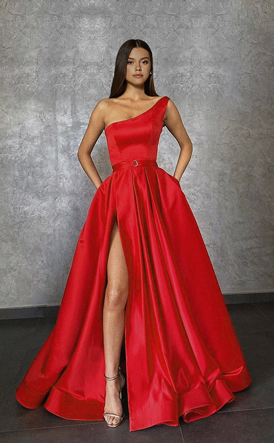 
                      
                        Long Prom Dress with One Shoulder Slit
                      
                    