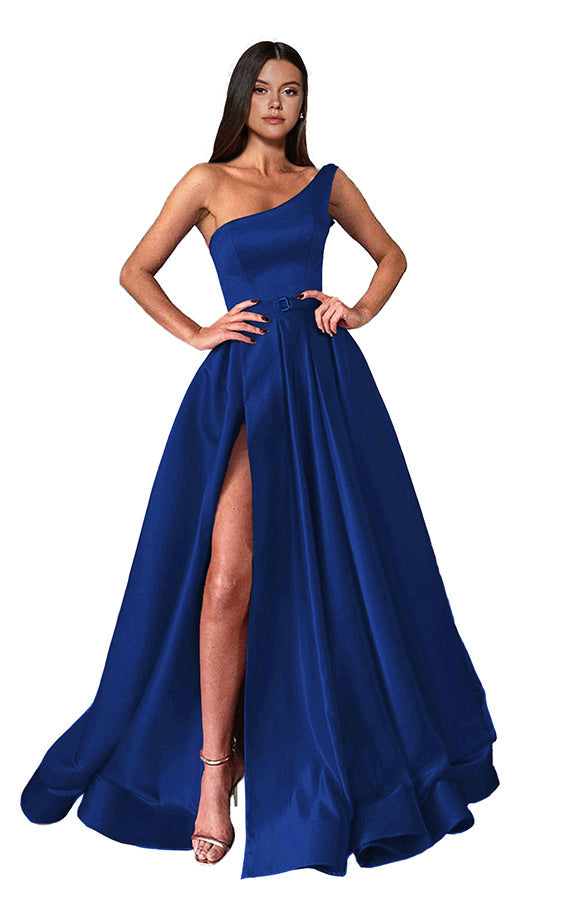 
                      
                        Long Prom Dress with One Shoulder Slit
                      
                    