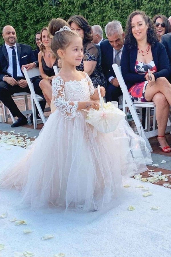 
                      
                        Long-Sleeve Lace Gown Romantic Flower Girl Dress Princess
                      
                    