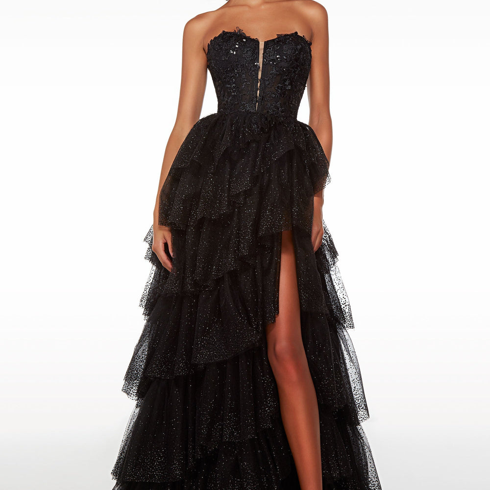 
                      
                        Long Tulle Formal Prom Dress with Slit Gloves Gown V-Neck Sleeveless
                      
                    