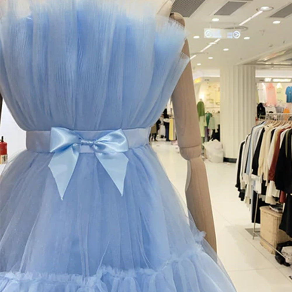 
                      
                        Lovely Short Blue/Burgundy Tulle Prom Homecoming Dresses with Bow, Blue/Burgundy Tulle Formal Graduation Evening Dresses 
                      
                    