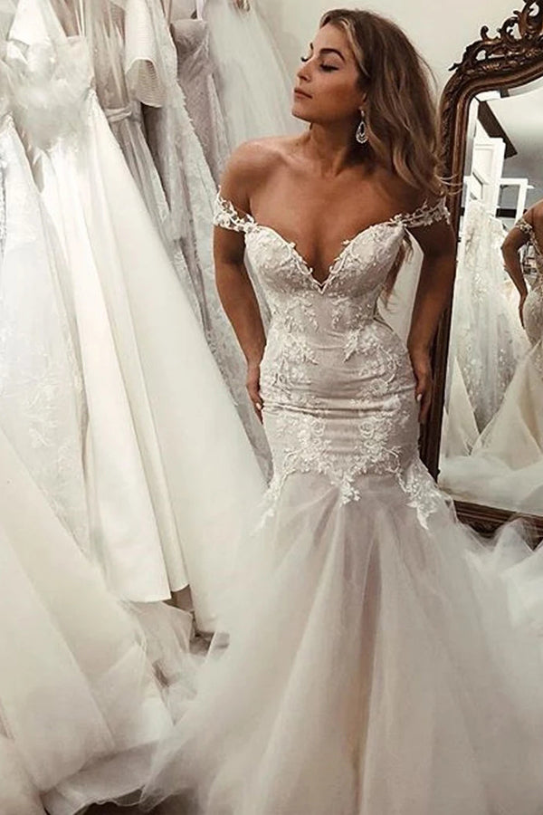 
                      
                        Mermaid Off The Shoulder Backless Wedding Dress
                      
                    