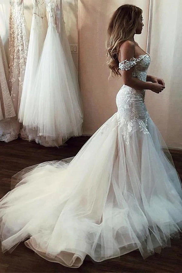 
                      
                        Mermaid Off The Shoulder Backless Wedding Dress
                      
                    