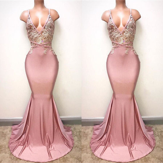 Mermaid Prom Gown with Delicate Lace Details and Spaghetti Straps
