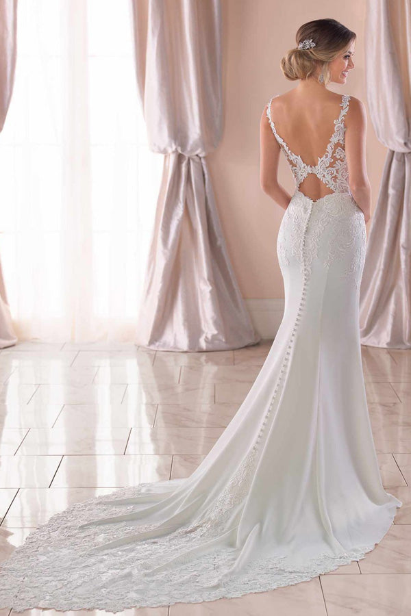 
                      
                        Mermaid Sweetheart Lace Top Wedding Dress With Court Train
                      
                    