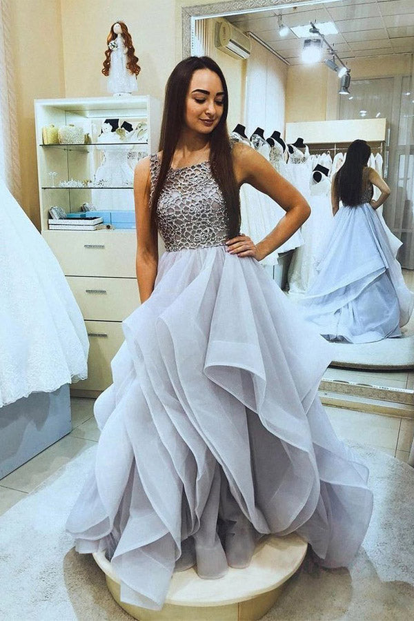 
                      
                        Modest A Line Tulle Long Prom Dress With Beading
                      
                    