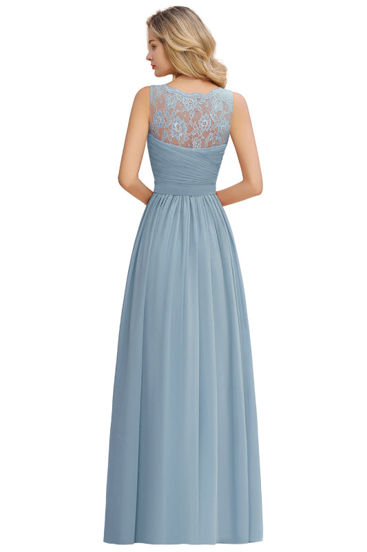 
                      
                        Modest Floral Lace A-line Bridesmaid Dress V-Neck Floor Length Ruched Chiffon Wedding Guest Dress - Prom Dresses
                      
                    