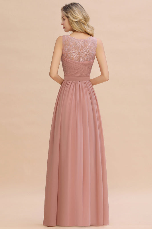 
                      
                        Modest Floral Lace A-line Bridesmaid Dress V-Neck Floor Length Ruched Chiffon Wedding Guest Dress - Prom Dresses
                      
                    