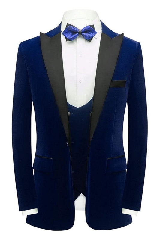 Harry Fancy Navy Blue Three Pieces Velvet Men Suits For Prom