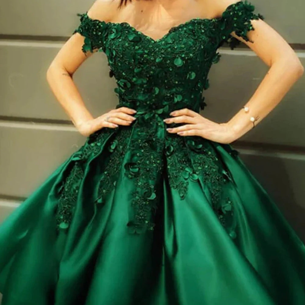 Off Shoulder Beaded Green Lace Short Prom Dresses, Green Lace Homecoming Dresses, Beaded Green Formal Evening Dresses 