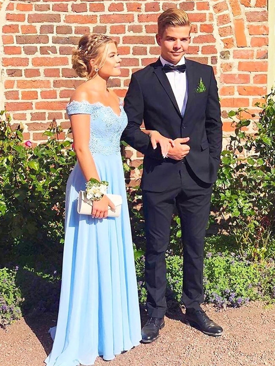 Off Shoulder Light Blue Lace Long Prom Dresses, Off Shoulder Lace Blue Bridesmaid Dresses, Off the Shoulder Blue Formal Dresses, Blue Evening Dresses